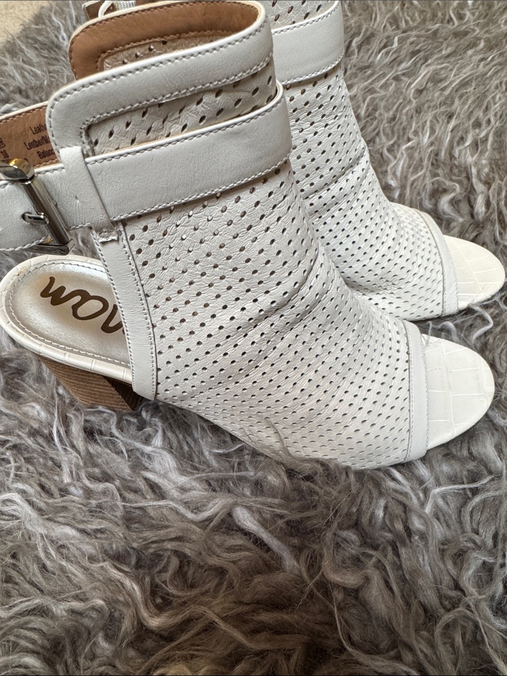 Sam Edelman White Perforated Peep-Toe Sandal Booties